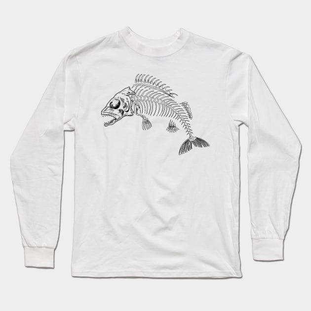 Hand drawn Fishbone Long Sleeve T-Shirt by jitkaegressy